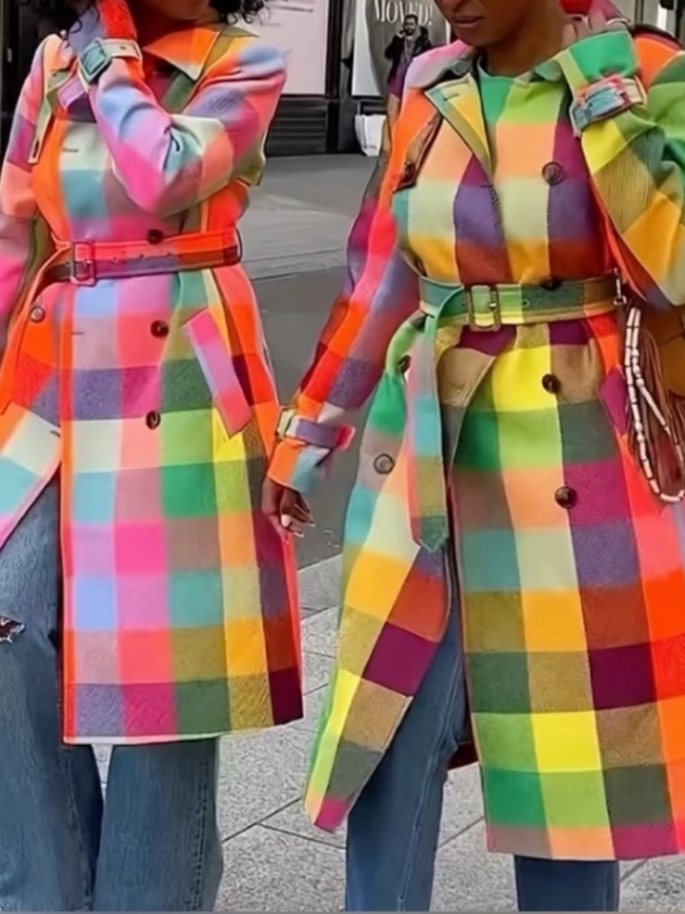 Rainbow plaid trench coat dress plus size 3x the gap asos fans - Picture 2 of 13